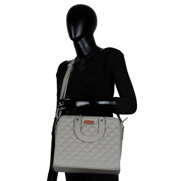 Vegan Leather Grey Colour Handbag for Women– Top-Handle Tote Bag, Satchel Purse - Picture 10 of 10